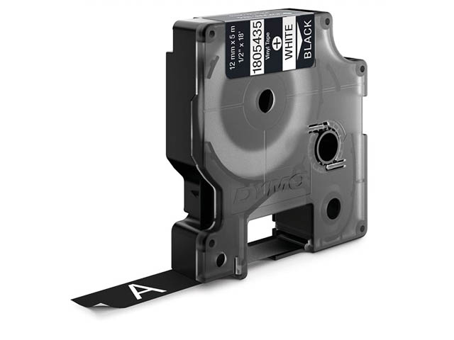 Dymo Schriftbandkassette 12mm (Vinyl) weiß/schwarz (1805435)