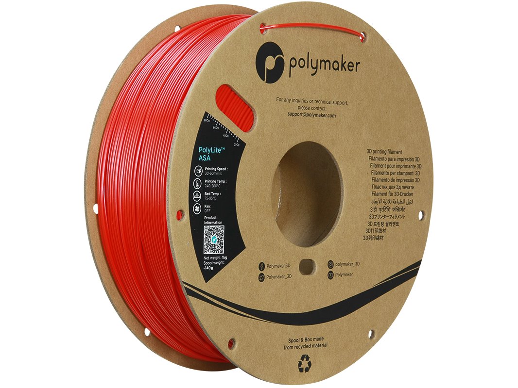 POLYMAKER POLYLITE 3D FILAMENT ASA 1,75mm RED 1kg PF01004