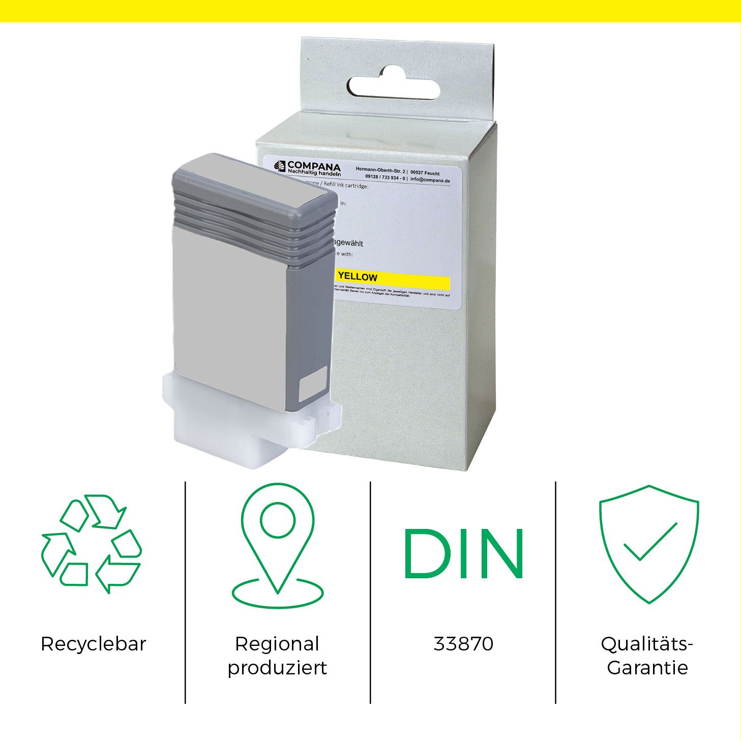 Compana Tintenpatrone gelb (49121) ersetzt PFI-102Y