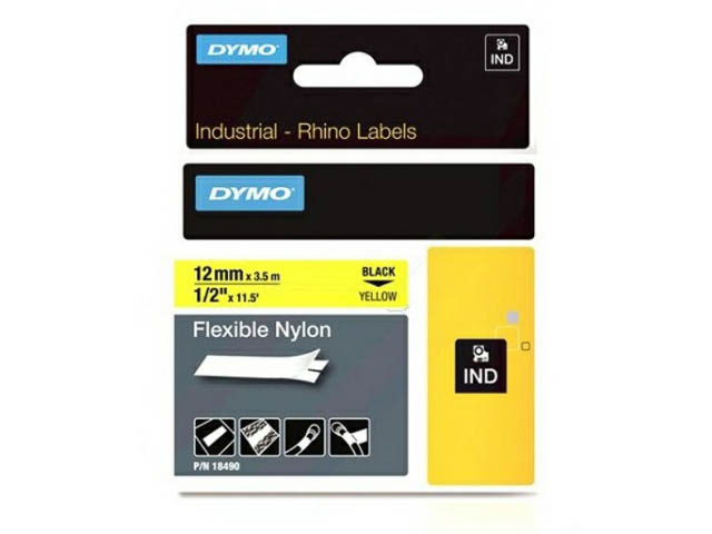 Dymo Flexibles Nylonband 12mm schwarz/gelb (18490)
