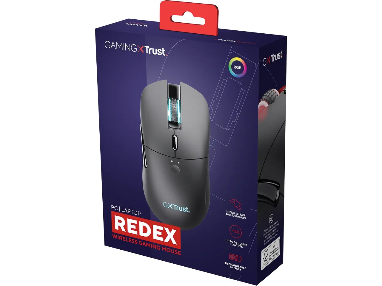 TRUST GXT980 REDEX MAUS KABELLOS 24480 6Tasten USB 2.0 Beleuchtung RFID