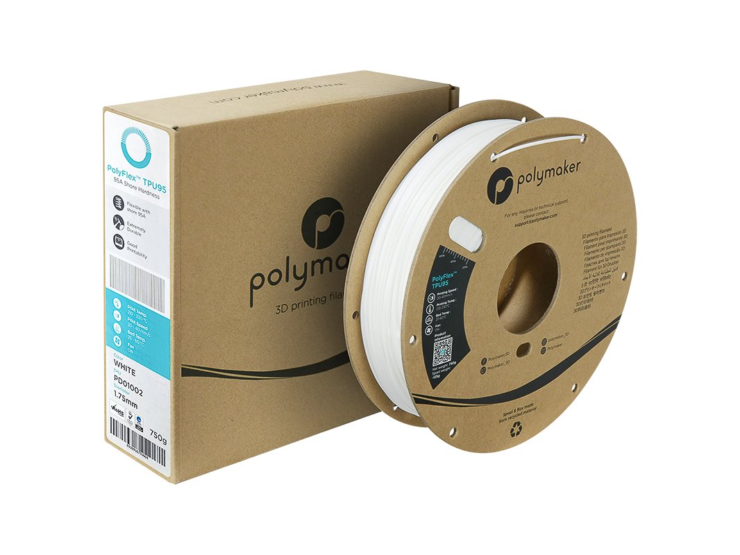 POLYMAKER POLYFLEX 3D FILAMENT TPU-95A 1,75mm WHITE 0,75kg PD01002