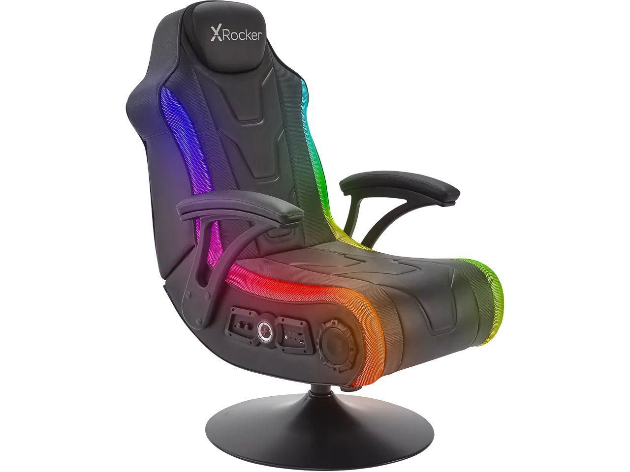 XROCKER RGB MONSOON GAMING SESSEL SCHWARZ MIT NEO MOTION™ 5142701 PU-Leder 4.1 Stereo