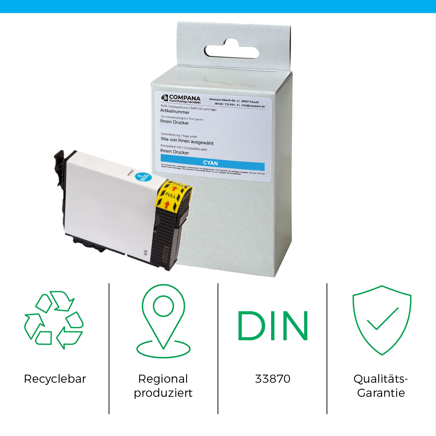 Compana Tintenpatrone cyan HC (52605) ersetzt 503XL