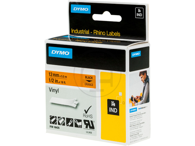 Dymo Farbiges Vinylband 12mm schwarz/orange (18435)