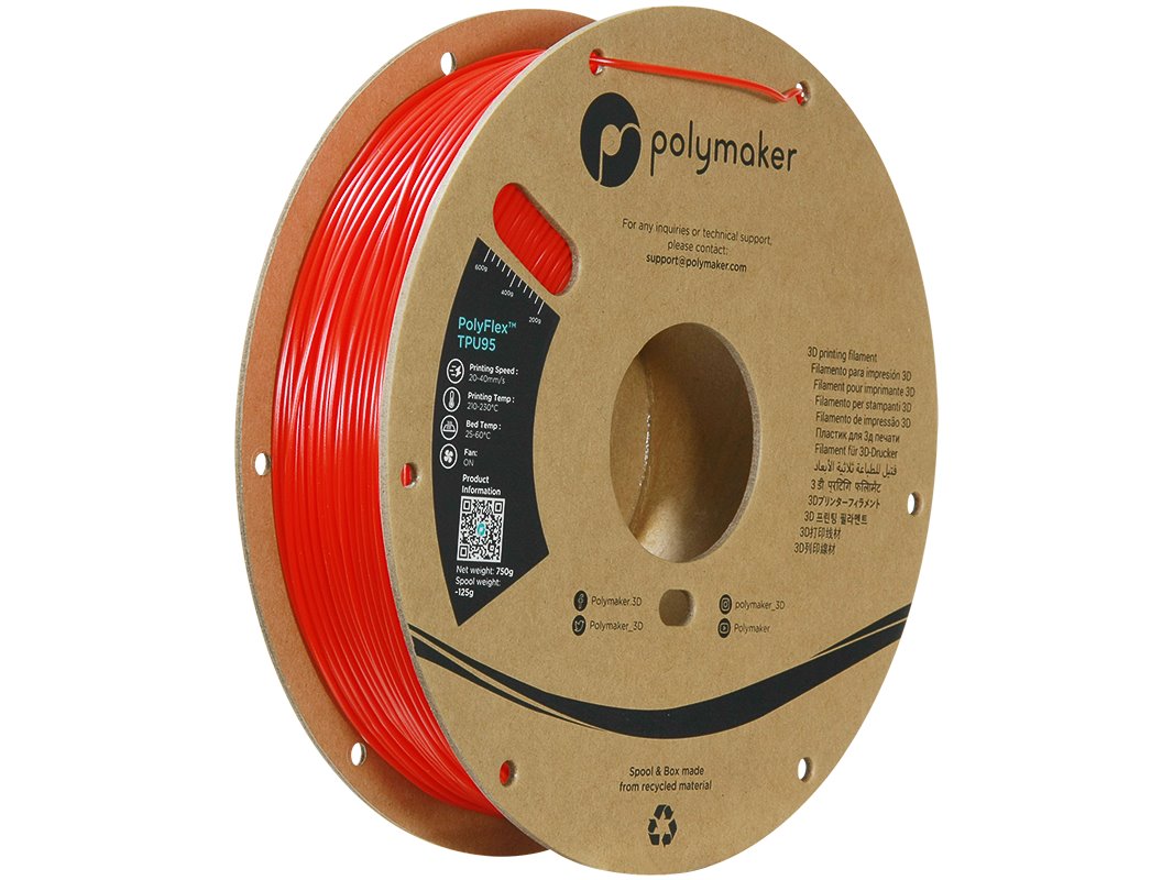 POLYMAKER POLYFLEX 3D FILAMENT TPU-95A 1,75mm RED 0,75kg PD01003