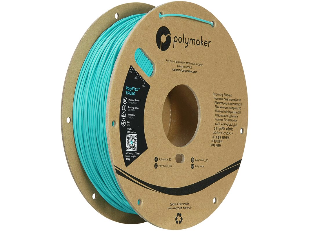 POLYMAKER POLYFLEX 3D FILAMENT TPU-90A 1,75mm TEAL 0,75kg PD02005