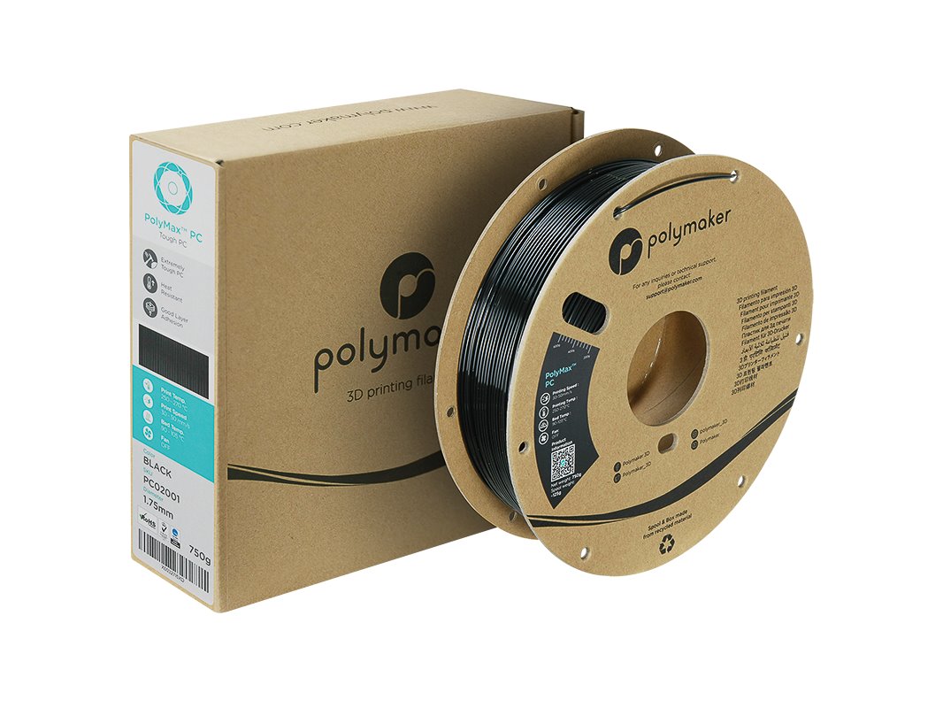 POLYMAKER POLYMAX 3D FILAMENT TOUGH PC 1,75mm BLACK 0,75kg PC02001
