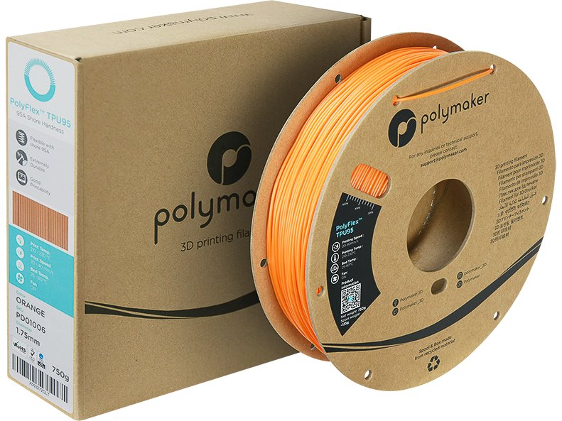 POLYMAKER POLYFLEX 3D FILAMENT TPU-95A 1,75mm ORANGE 0,75kg PD01006