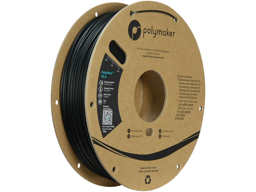 POLYMAKER POLYMAX 3D FILAMENT TOUGH PLA 1,75mm BLACK 0,75kg PA06001