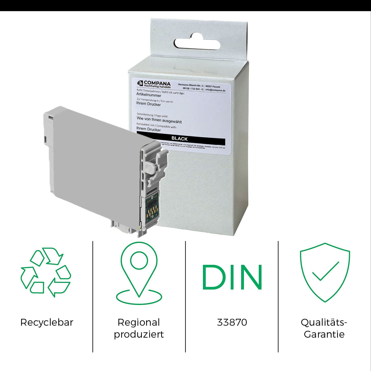 Compana Tintenpatrone schwarz SC (45330) ersetzt T1291