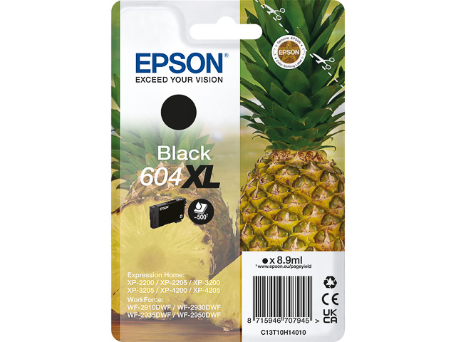 Epson Tintenpatrone schwarz HC (C13T10H14010, 604XL)
