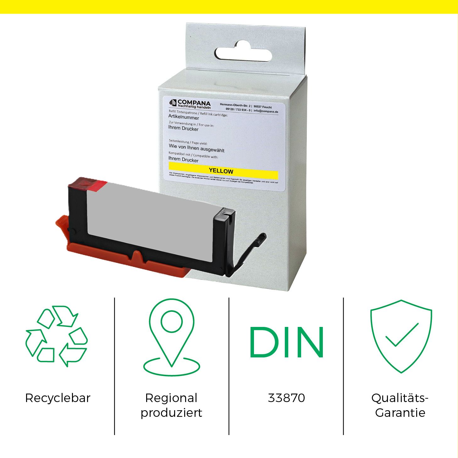 Compana Tintenpatrone gelb HC plus (49204) ersetzt CLI-581YXXL