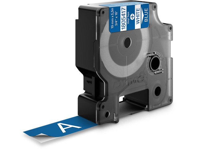 Dymo Schriftbandkassette 19mm (Vinyl) weiß/blau (1805417)