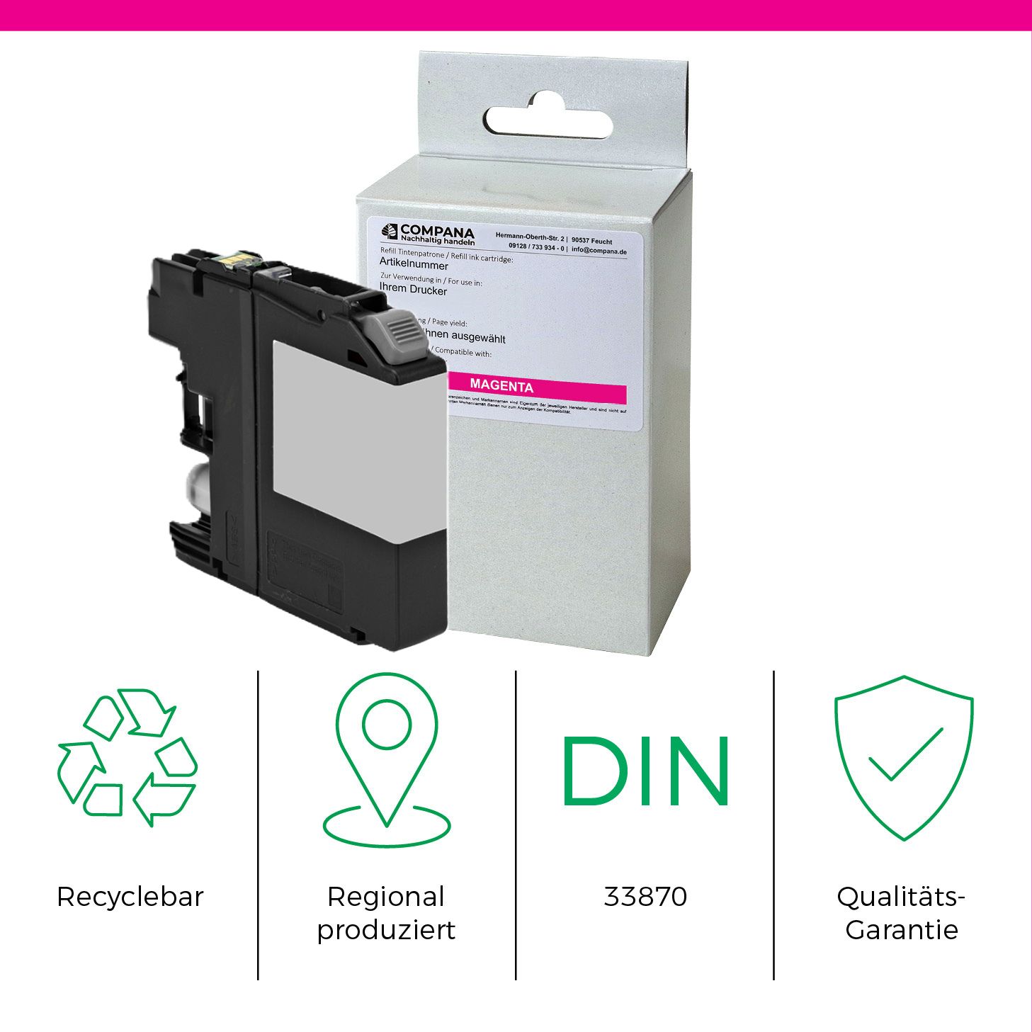 Compana Tintenpatrone magenta HC (49090) ersetzt LC-125XLM