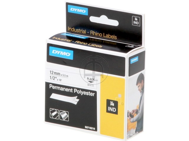 Dymo Rhino Permanent Polyester 12 mm 5,5 m schwarz auf grau