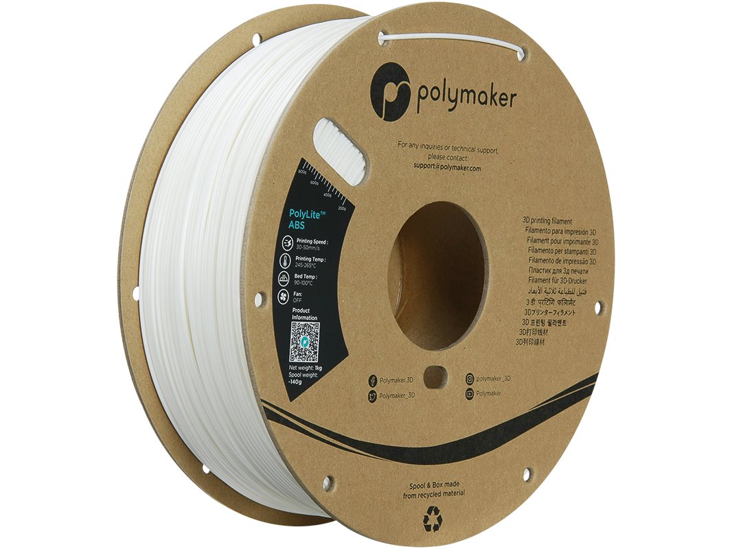POLYMAKER POLYLITE 3D FILAMENT ABS 1,75mm WHITE 1kg PE01002