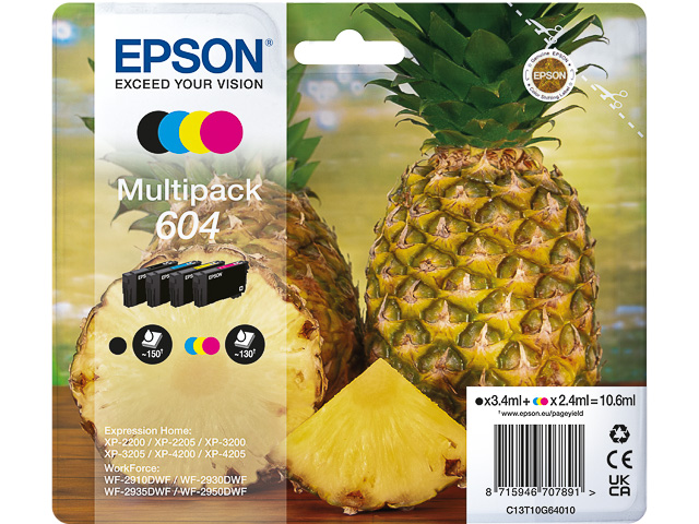 Epson Tintenpatrone gelb, magenta, schwarz, cyan SC (C13T10G64010, 604)