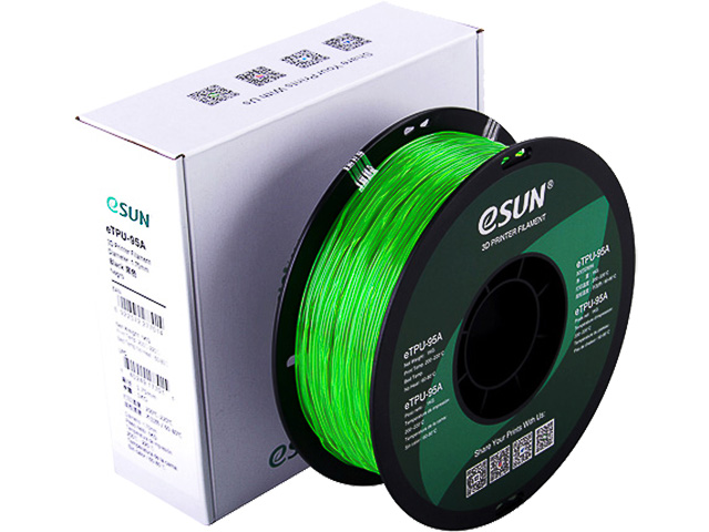 ETPU-95A 1,75mm TRANSPARENT GREEN 1kg ESUN 3D FILAMENT