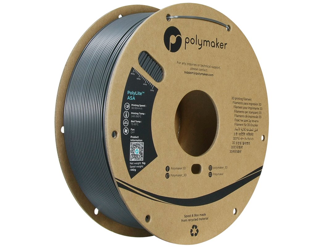 POLYMAKER POLYLITE 3D FILAMENT ASA 1,75mm DARK GREY 1kg PF01037