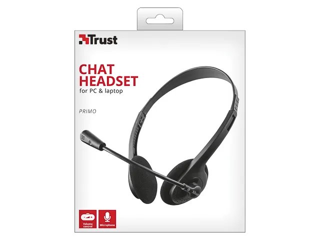 TRUST PRIMO CHAT STERO HEADSET 3.5mm 21665 Kabel schwarz On-Ear