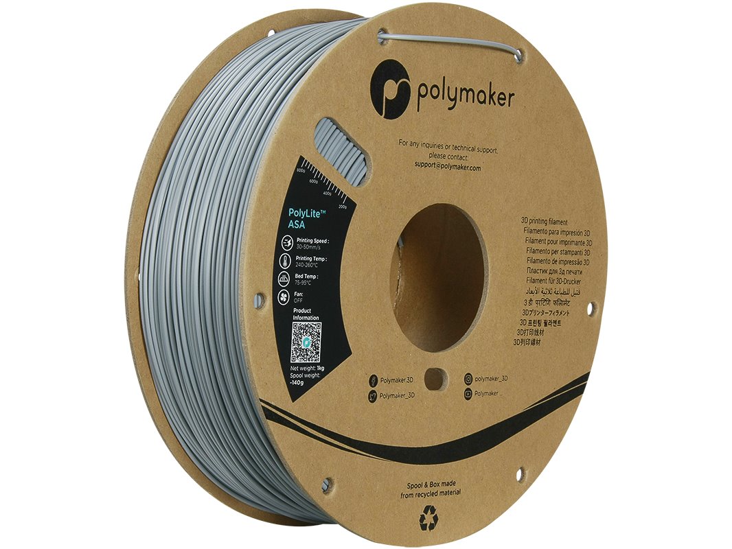 POLYMAKER POLYLITE 3D FILAMENT ASA 1,75mm GREY 1kg PF01003
