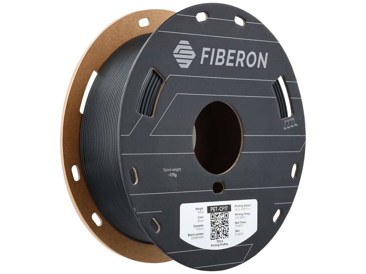 POLYMAKER FIBRON 3D FILAMENT PET-CF17 1,75mm BLACK 0,5kg FL01001