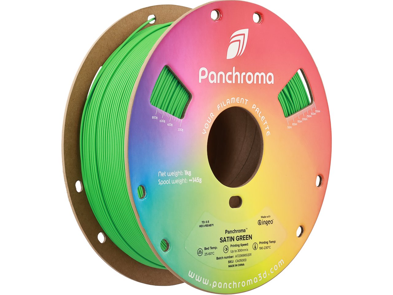 POLYMAKER PANCHROMA 3D FILAMENT PLA SATIN 1,75mm GREEN 1kg CA05003