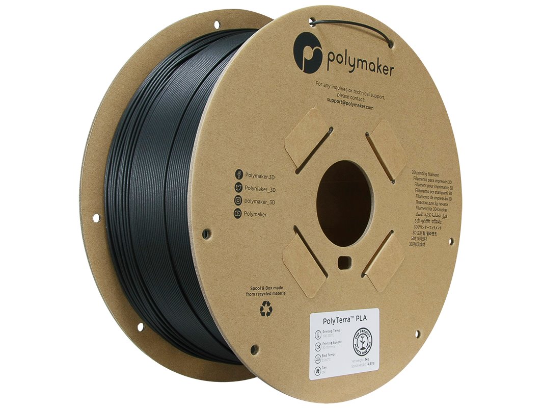 POLYMAKER POLYTERRA 3D FILAMENT PLA 1,75mm CHARCOAL BLACK 3kg PA04007