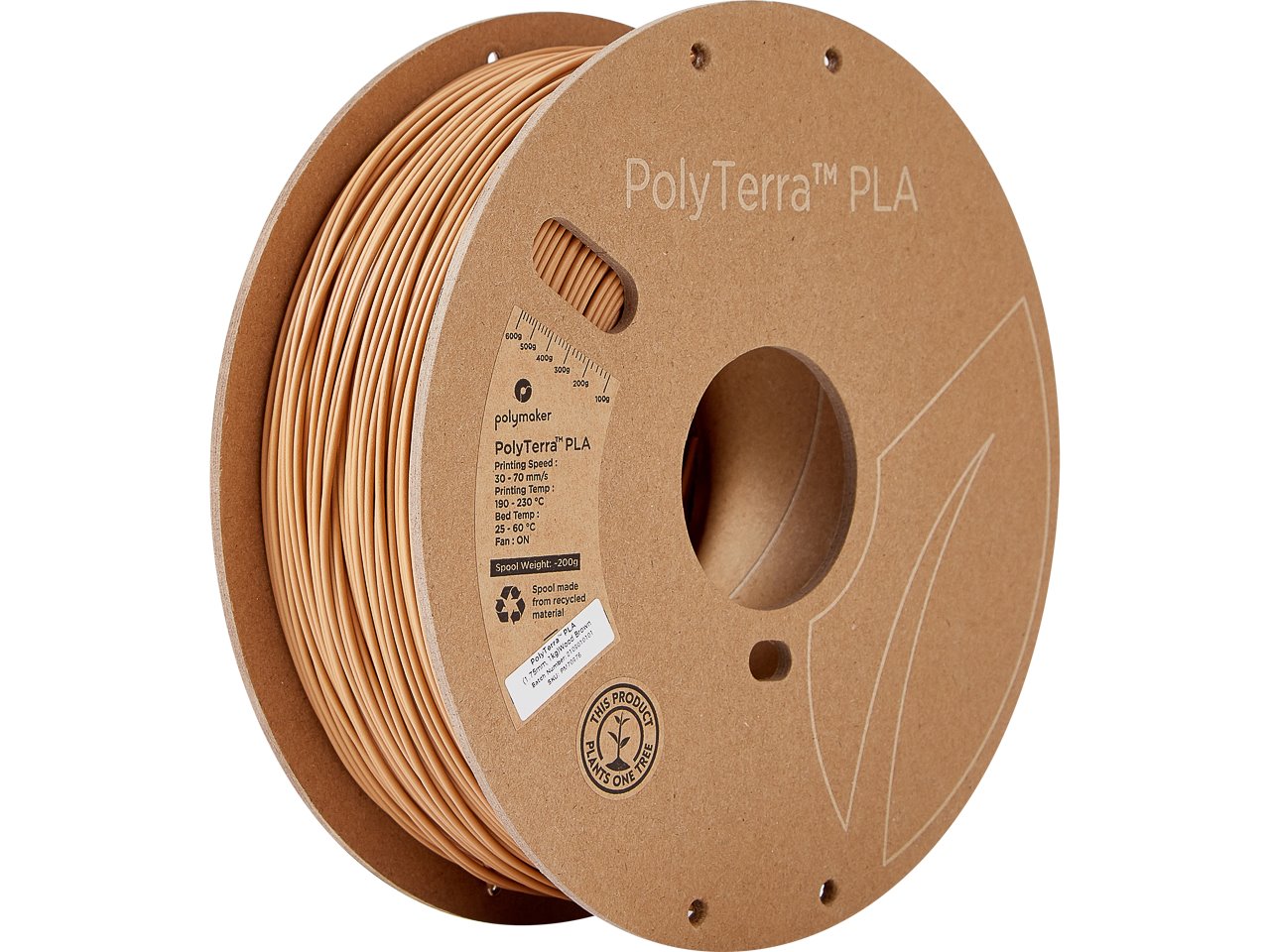 POLYMAKER POLYTERRA 3D FILAMENT PLA 1,75mm PEANUT 1kg PM70909