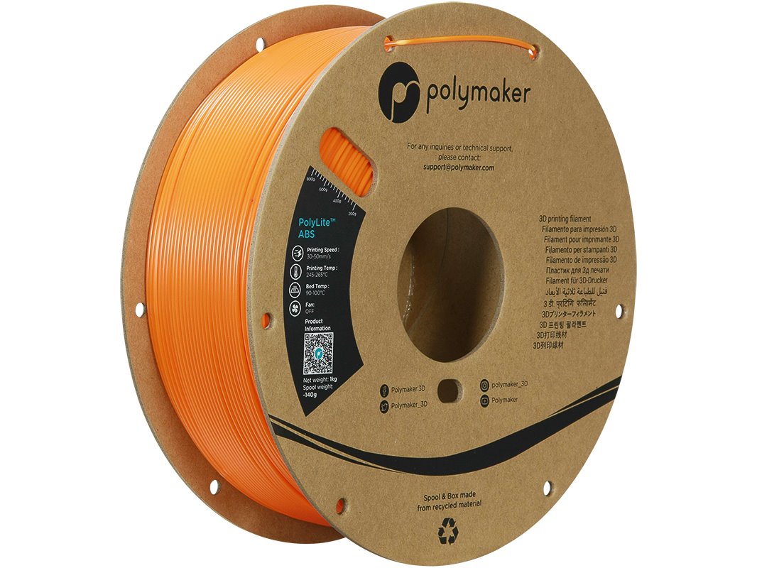 POLYMAKER POLYLITE 3D FILAMENT ABS 1,75mm ORANGE 1kg PE01009
