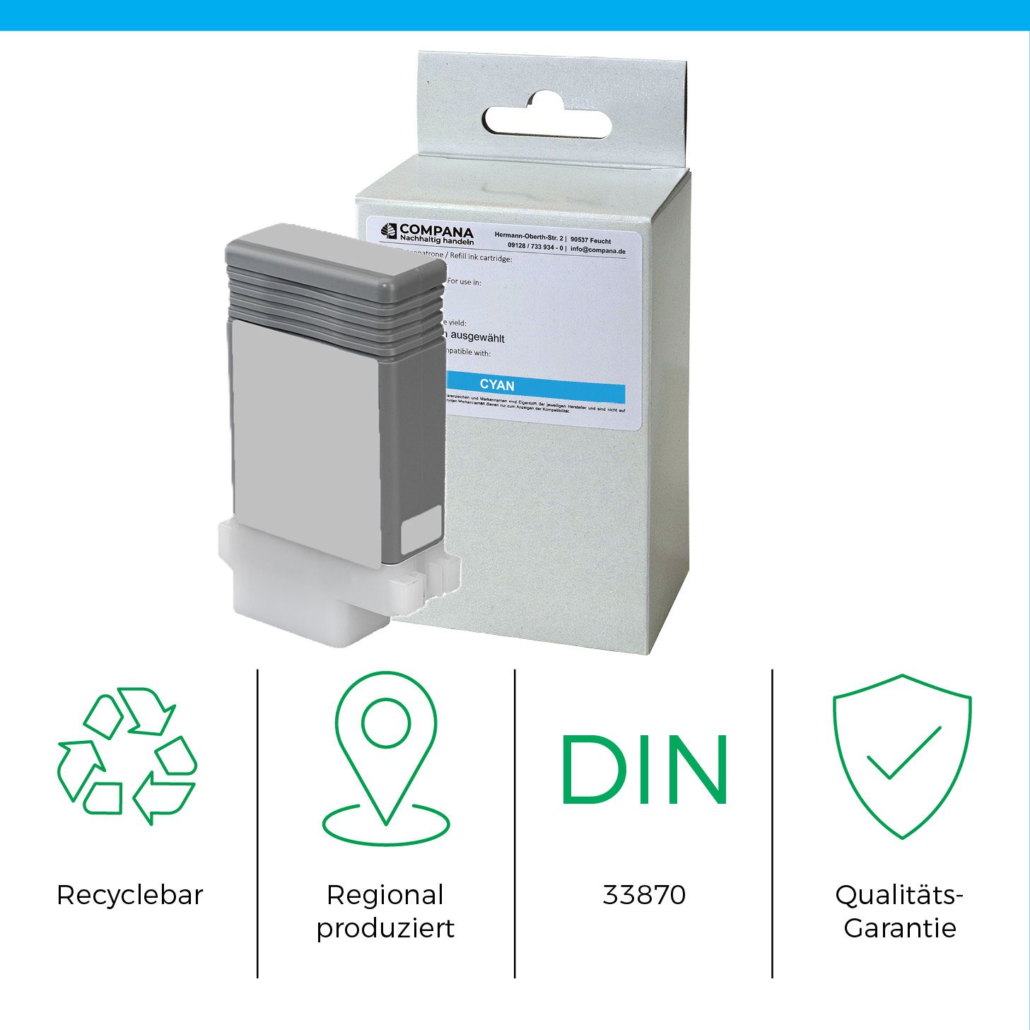 Compana Tintenpatrone cyan (49151) ersetzt PFI-107C