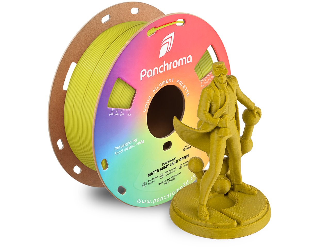 POLYMAKER PANCHROMA 3D FILAMENT PLA MATTE 1,75mm ARMY LIGHT GREEN 1kg CA04011
