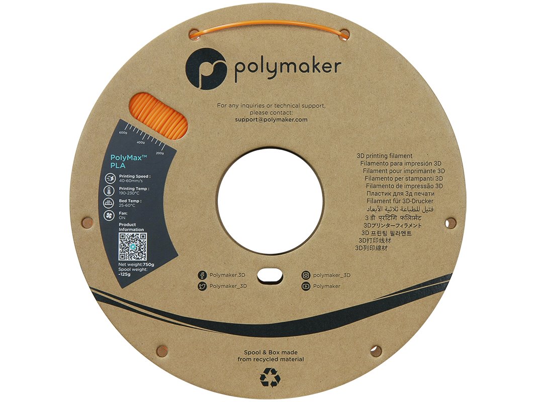 POLYMAKER POLYMAX 3D FILAMENT TOUGH PLA 1,75mm ORANGE 0,75kg PA06008