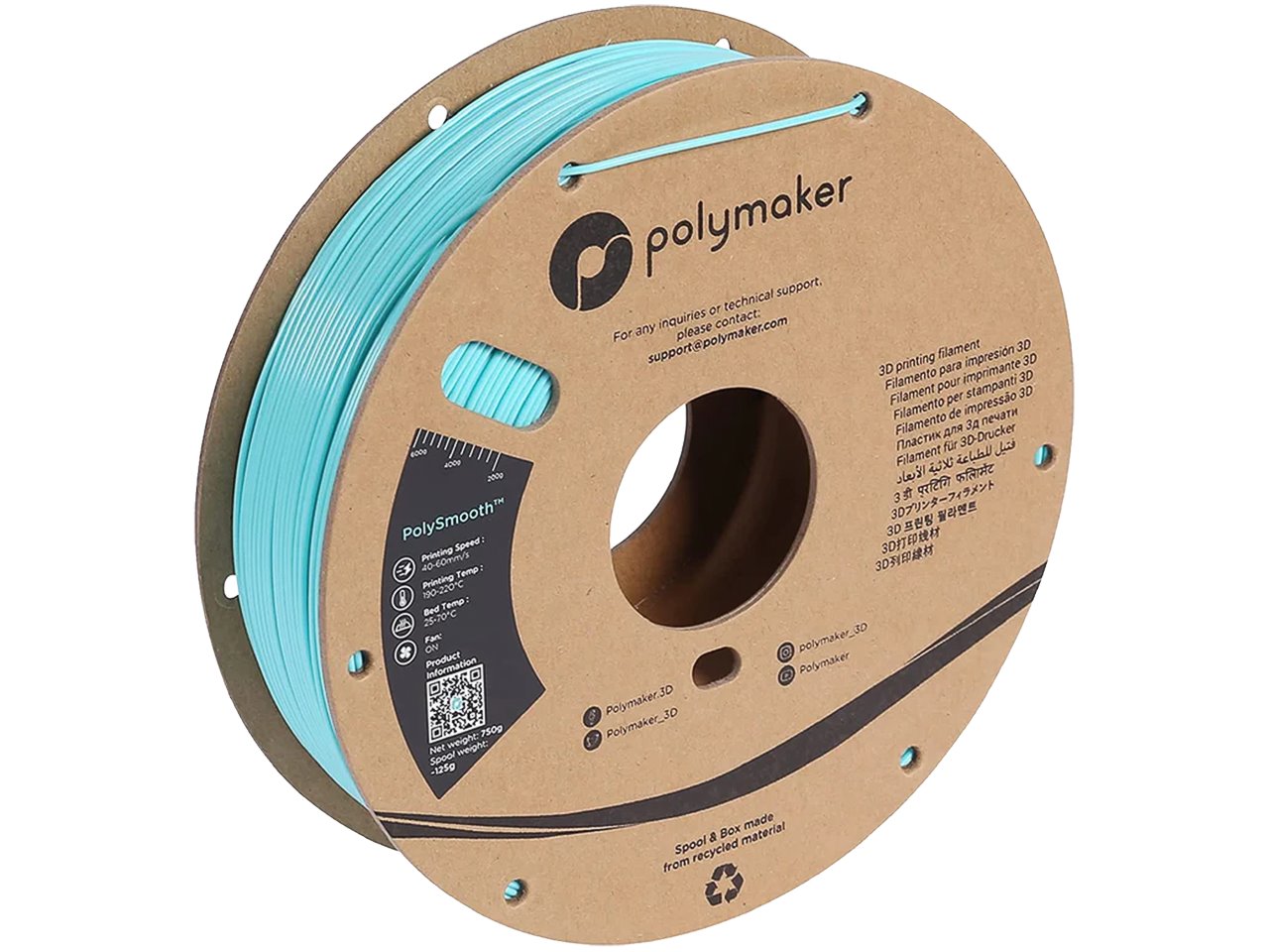 PVB 1,75mm TEAL 0,75kg POLYMAKER POLYSMOOTH 3D FILAMENT