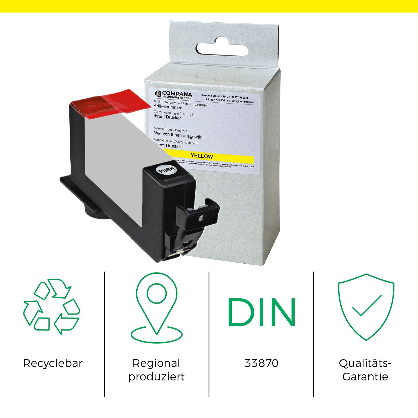 Compana Tintenpatrone gelb, magenta, cyan (44604) ersetzt CLI-526C, CLI-526Y