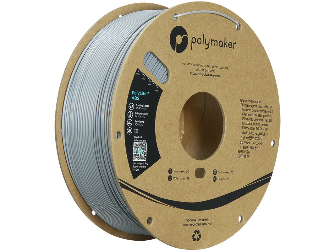 POLYMAKER POLYLITE 3D FILAMENT ABS 1,75mm GREY 1kg PE01003