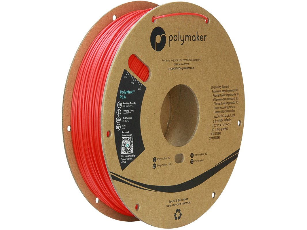 POLYMAKER POLYMAX 3D FILAMENT TOUGH PLA 1,75mm RED 0,75kg PA06004