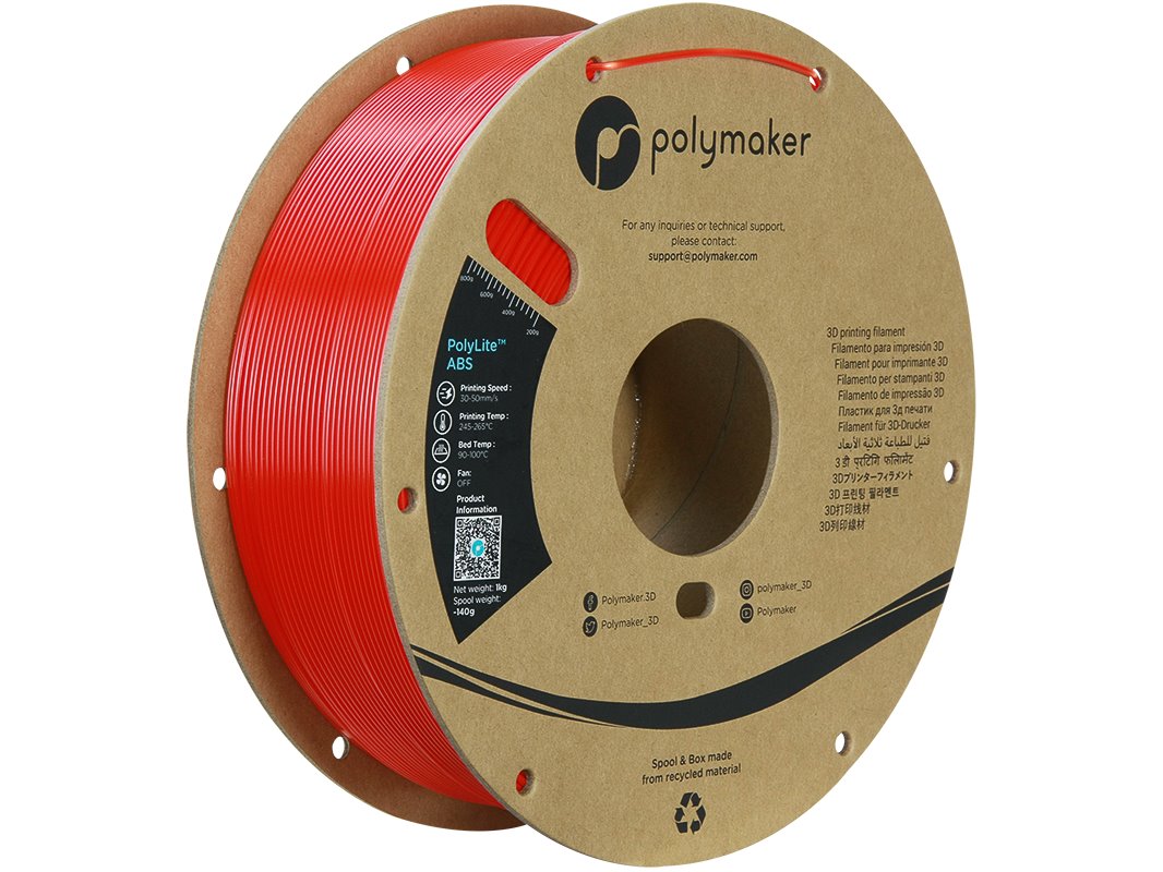 POLYMAKER POLYLITE 3D FILAMENT ABS 1,75mm RED 1kg PE01004