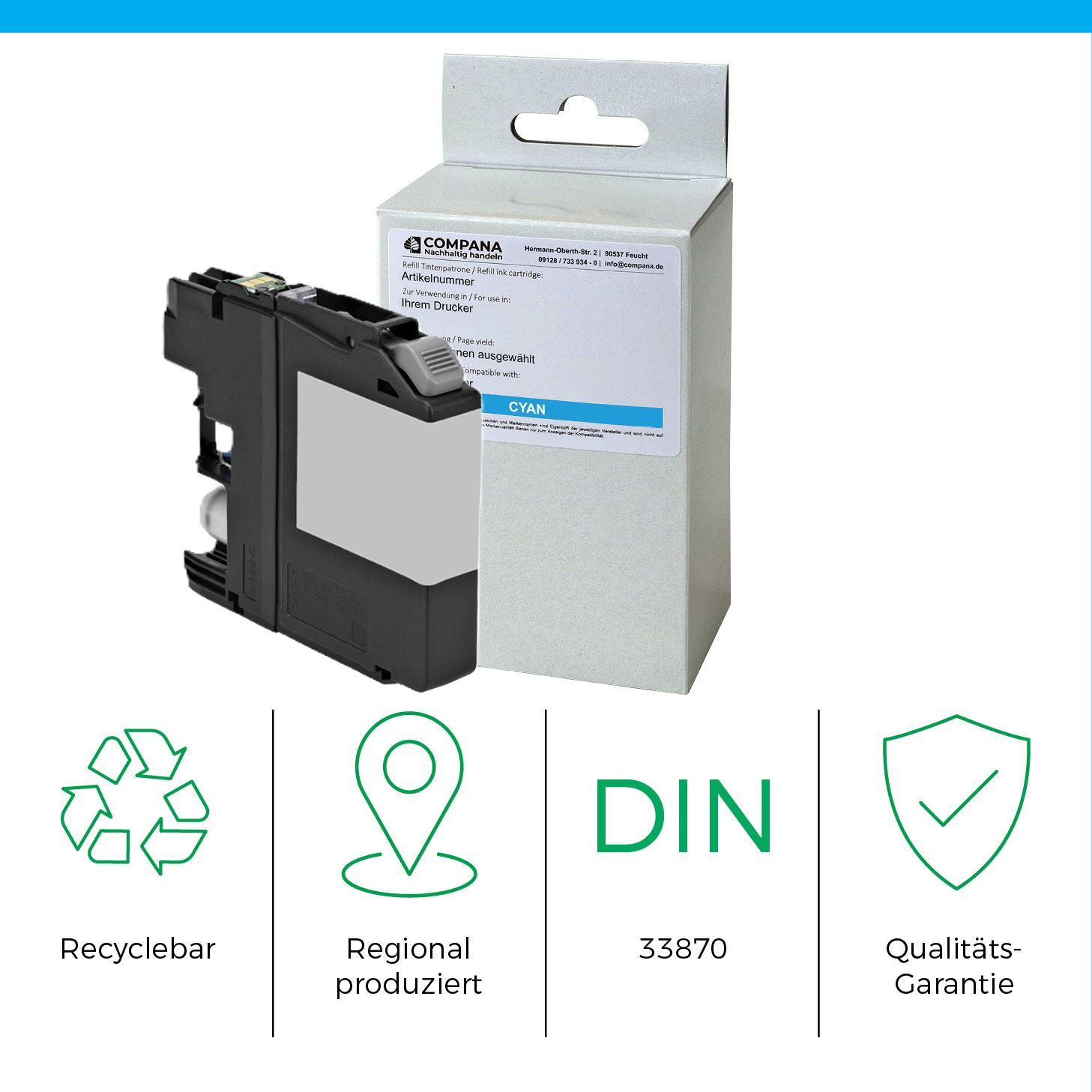 Compana Tintenpatrone cyan (49873) ersetzt LC-123C