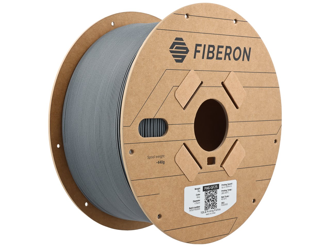 POLYMAKER FIBRON 3D FILAMENT PA6-GF25 1,75mm GREY 3kg FG02002