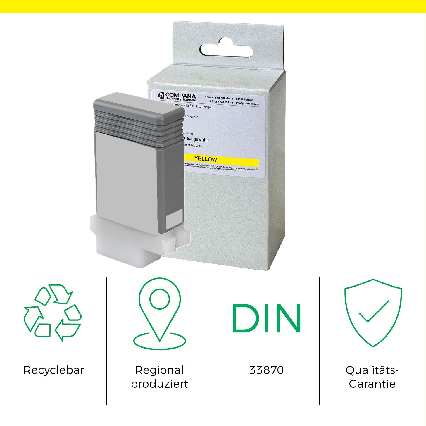 Compana Tintenpatrone gelb (49153) ersetzt PFI-107Y