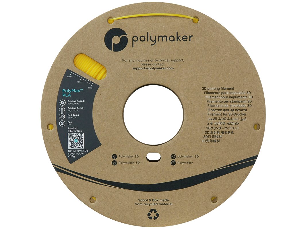 POLYMAKER POLYMAX 3D FILAMENT TOUGH PLA 1,75mm YELLOW 0,75kg PA06007